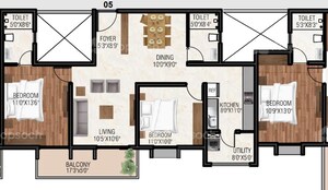 Floor Plan in 2 BHK Apartment at GRC Sapphire Spring, Gottigere – for Sale