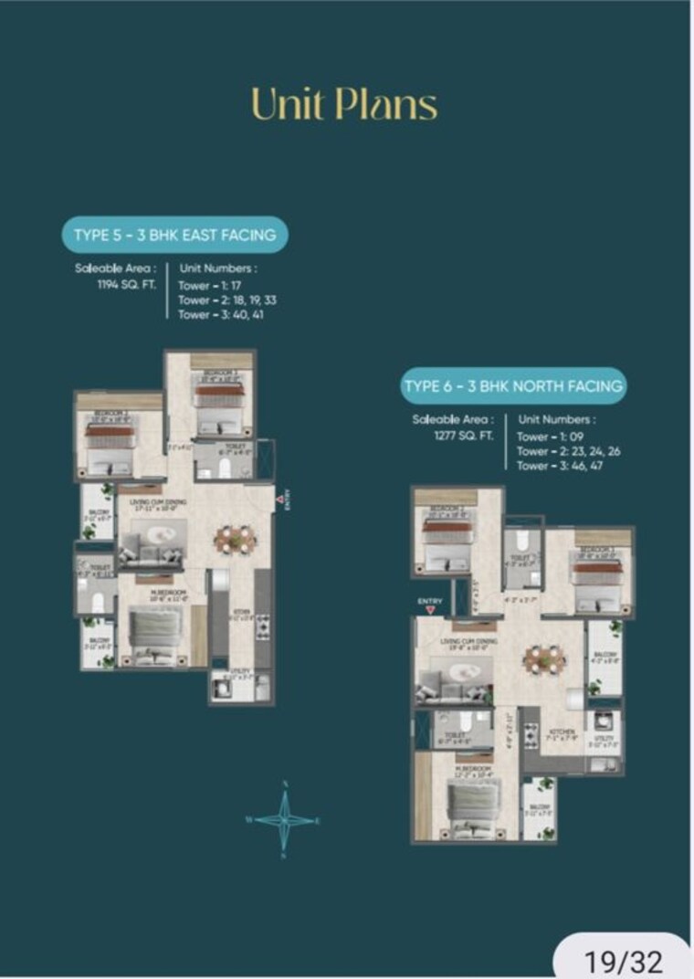 Floor Plan, sowparnika-rhythm-of-rain 3 Bedroom 1601 Sq.Ft. Apartment In Whitefield Bangalore 10529893