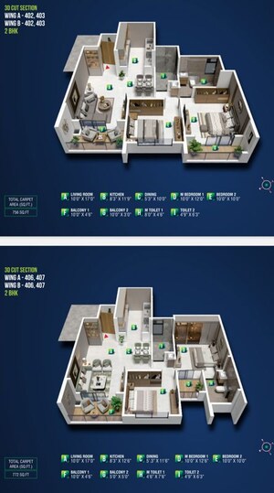Floor Plan in 2 BHK Apartment at Maheshwaram Vrinda, Ravet – for Sale