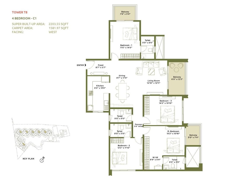 Floor Plan, embassy-greenshore 4 Bedroom 2230 Sq.Ft. Apartment In Devanahalli Bangalore 10531545