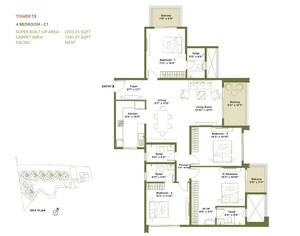Floor Plan in 4 BHK Apartment at Embassy Greenshore, Devanahalli – for Sale