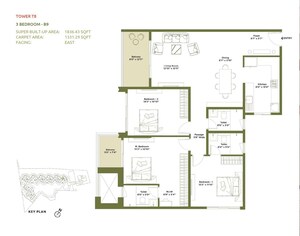 Floor Plan in 3 BHK Penthouse at Embassy Greenshore, Devanahalli – for Sale