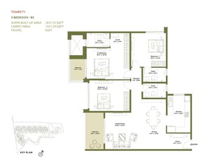 Floor Plan in 3 BHK Apartment at Embassy Greenshore, Devanahalli – for Sale