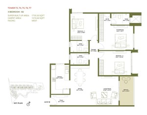 Floor Plan in 3 BHK Apartment at Embassy Greenshore, Devanahalli – for Sale