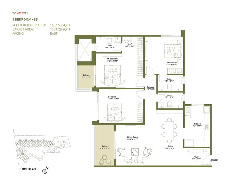 Floor Plan, embassy-greenshore 3 Bedroom 1836 Sq.Ft. Apartment In Devanahalli Bangalore 10531494