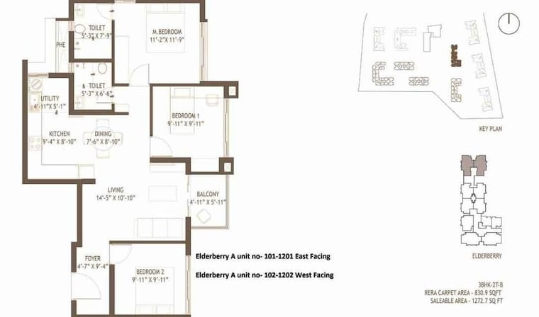 Floor Plan, embassy-edge 3 Bedroom 1240 Sq.Ft. Apartment In Devanahalli Bangalore 10531415