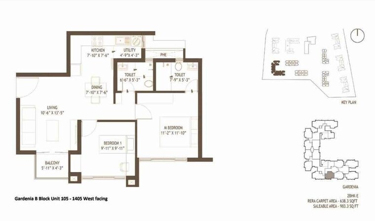 Floor Plan, embassy-edge 2 Bedroom 983 Sq.Ft. Apartment In Devanahalli Bangalore 10531405