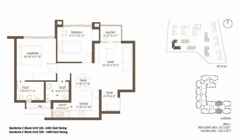 Floor Plan, embassy-edge 2 Bedroom 1059 Sq.Ft. Apartment In Devanahalli Bangalore 10531404