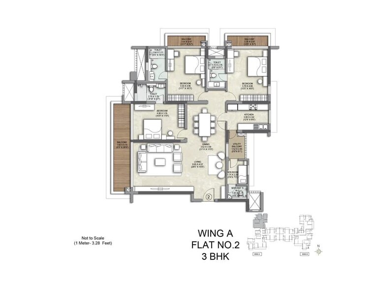 Floor Plan, kalpataru-solitaire 3 Bedroom 1846 Sq.Ft. Apartment In Juhu Mumbai 10535609