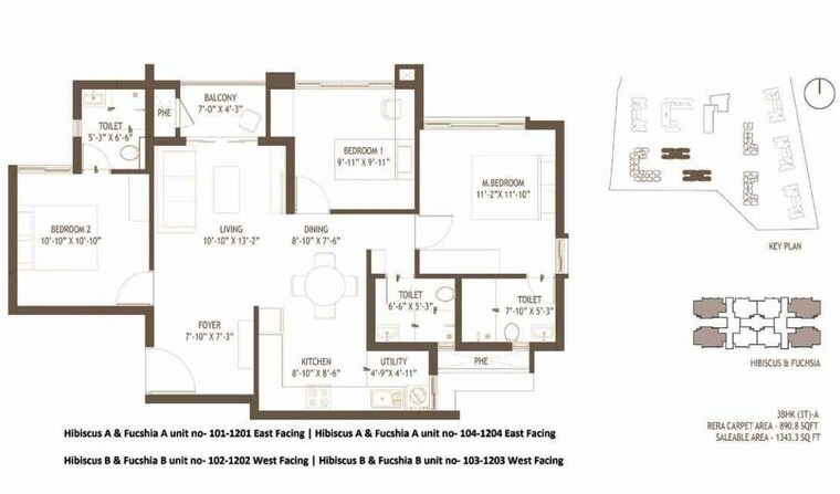 Floor Plan, embassy-edge 3 Bedroom 1359 Sq.Ft. Apartment In Devanahalli Bangalore 10531420