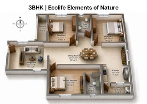 Floor Plan in 3 BHK Apartment at Ecolife Elements Of Natures Bangalore, Varthur – for Sale