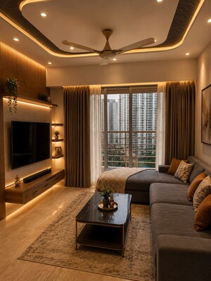 Living Room in 2 BHK Apartment at Puranik Rumah Bali, Ghodbunder Road – for Rent