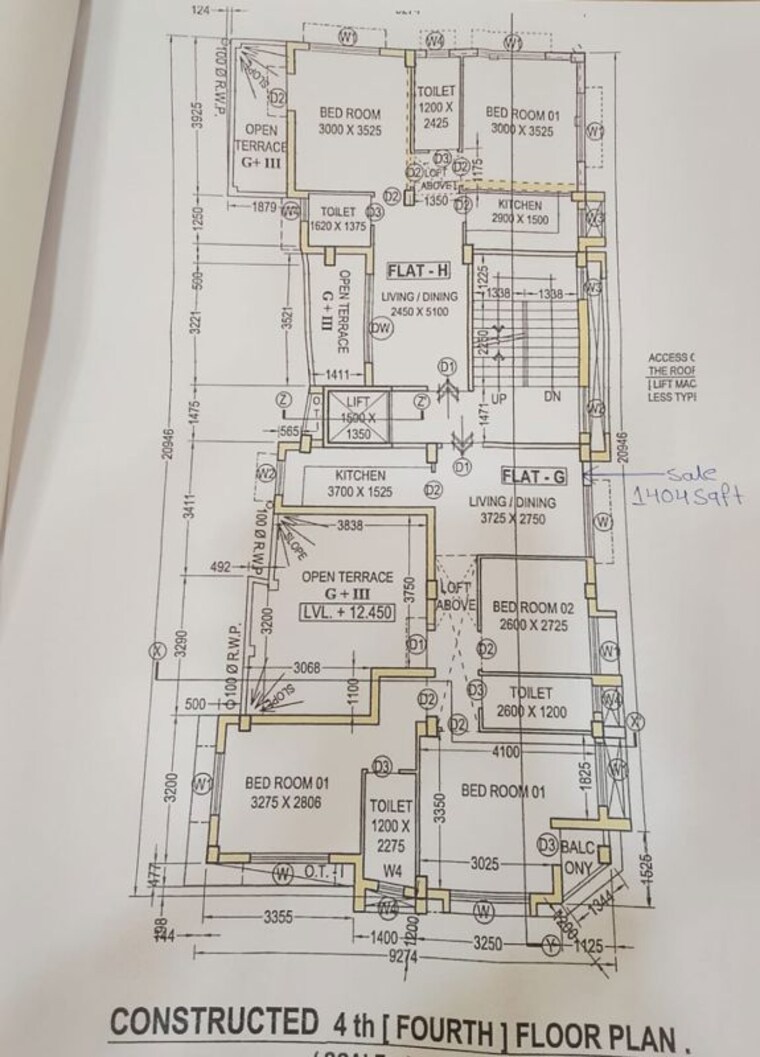Floor Plan, alipore 3 Bedroom 1404 Sq.Ft. Builder Floor In Alipore Kolkata 10537982