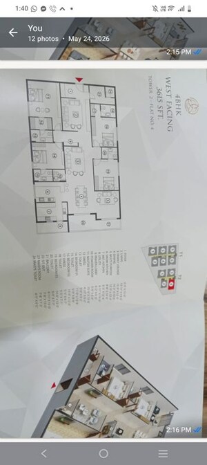 Floor Plan in 4 BHK Apartment at Namishree Trinity, St Johns Road – for Sale