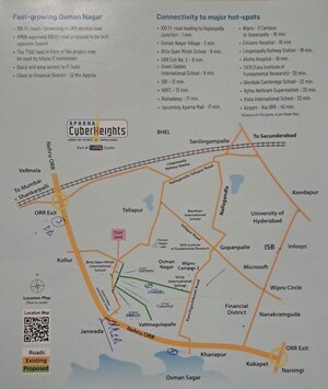 3 BHK Apartment – Map Location View at Aparna Cyber Heights, Osman Nagar - for Sale