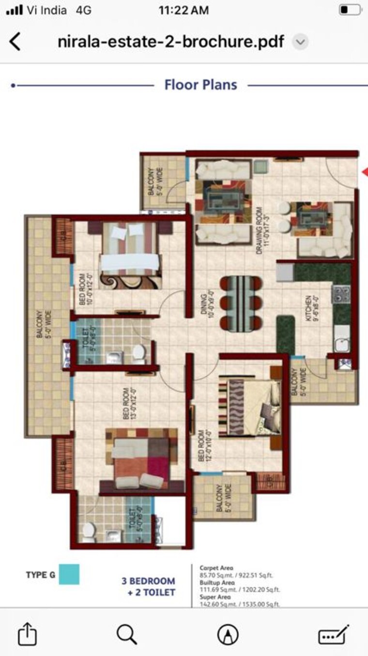 Floor Plan, nirala-estate-ii 3 Bedroom 1535 Sq.Ft. Apartment In Tech Zone 4 Greater Noida Greater Noida 10539803