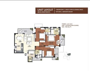 Floor Plan in 3 BHK Apartment at Conscient Heritage Max, Sector 102 – for Sale