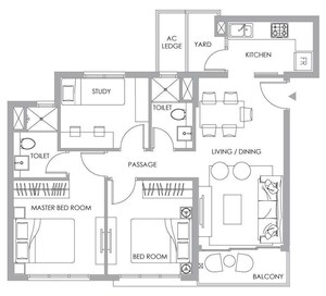 Floor Plan in 3 BHK Apartment at PS One 10, New Town – for Sale