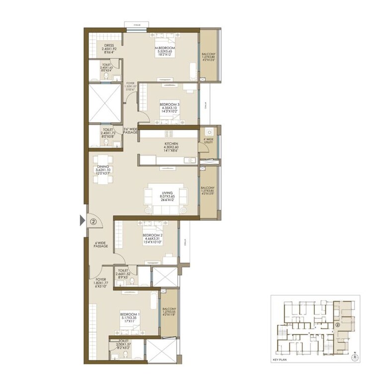 Floor Plan, malad east 3 Bedroom 1300 Sq.Ft. Apartment In Malad East Mumbai 10543721
