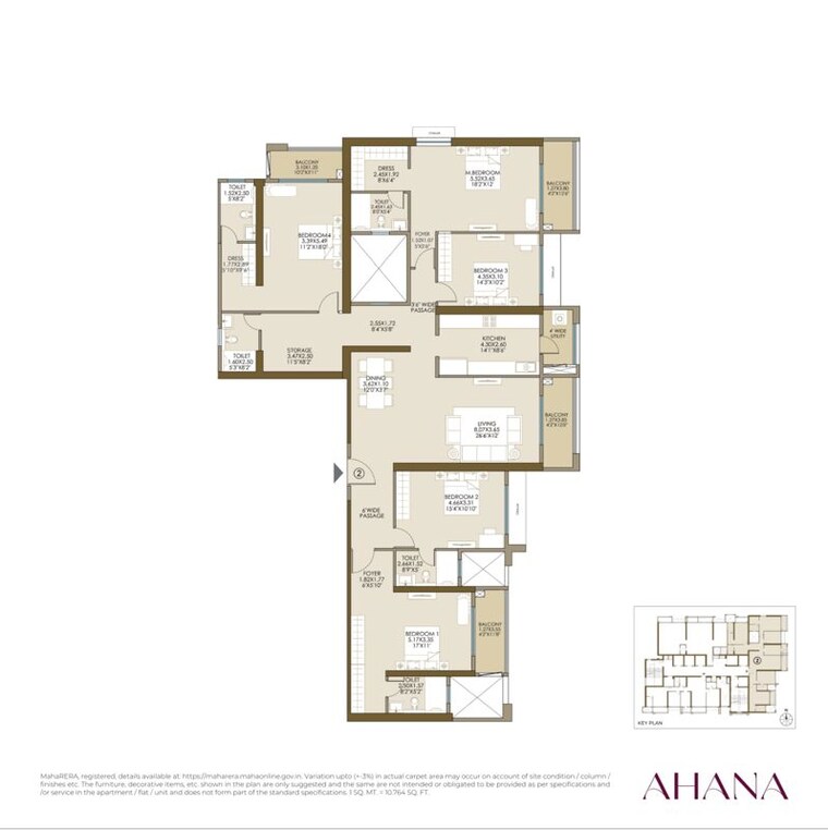 Floor Plan, malad east 3 Bedroom 1300 Sq.Ft. Apartment In Malad East Mumbai 10543721
