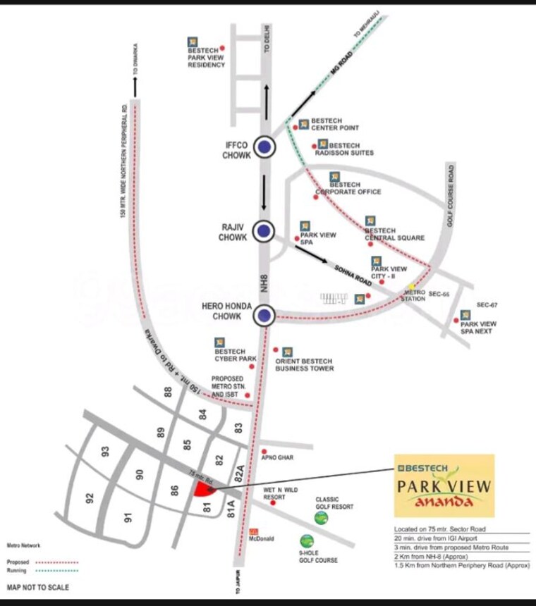 Map Location, bestech-park-view-ananda 3 Bedroom 1660 Sq.Ft. Apartment In Sector 81 Gurgaon 10543993
