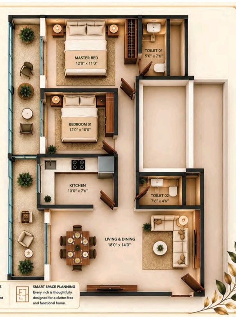 Floor Plan, mallika-chs 2 Bedroom 718 Sq.Ft. Apartment In New Panvel Navi Mumbai 10531228