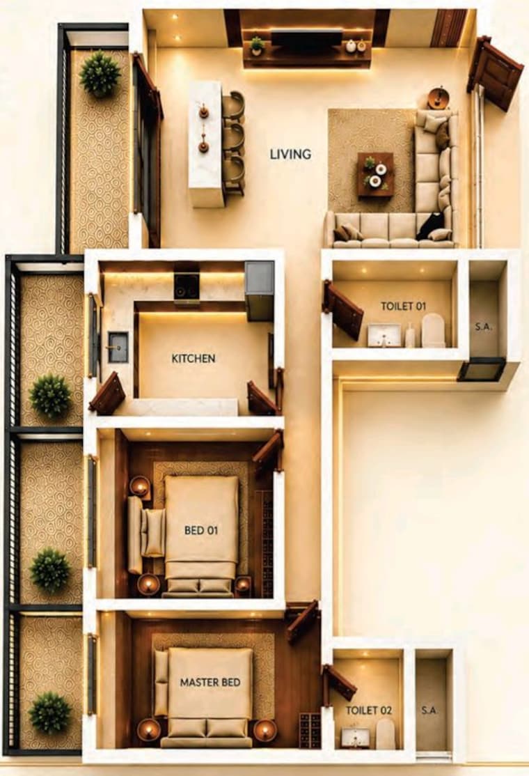 Floor Plan, mallika-chs 2 Bedroom 718 Sq.Ft. Apartment In New Panvel Navi Mumbai 10531228