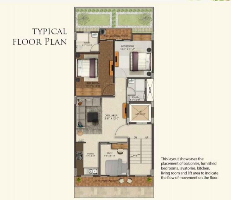 Floor Plan, jms-primeland 2.5 Bedroom 120 Sq.Yd. Builder Floor In Sector 95a Gurgaon 10544733