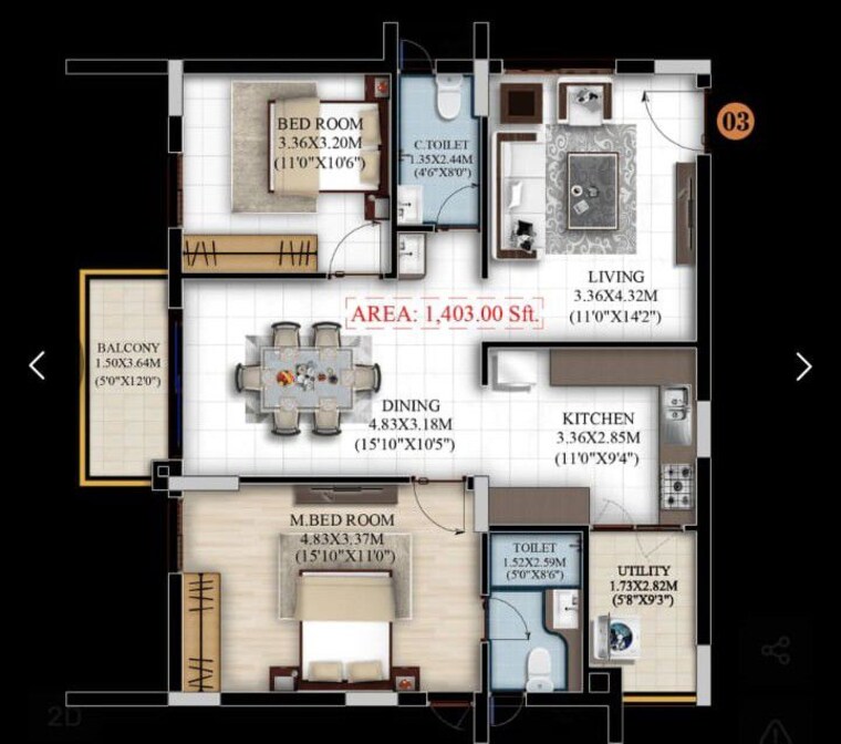 Floor Plan, vaishnavi-houdini 3 Bedroom 2028 Sq.Ft. Apartment In Bandlaguda Jagir Hyderabad 10539270