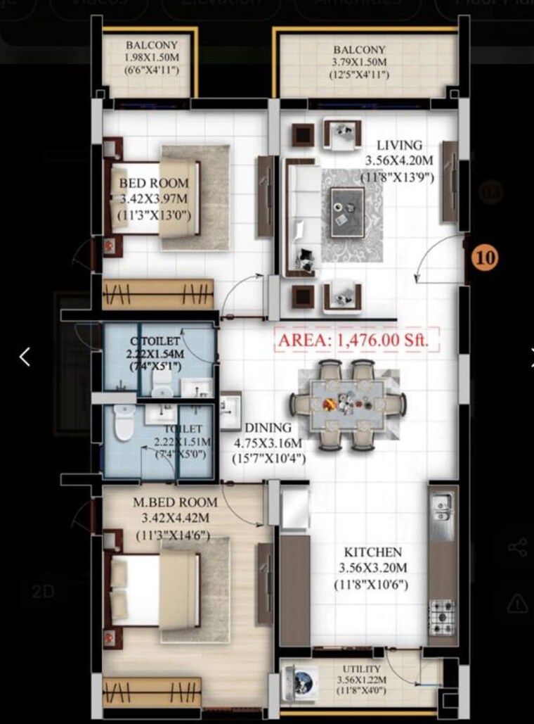 Floor Plan, vaishnavi-houdini 3 Bedroom 2028 Sq.Ft. Apartment In Bandlaguda Jagir Hyderabad 10539270