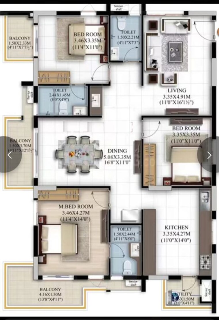 Floor Plan, vaishnavi-houdini 3 Bedroom 2028 Sq.Ft. Apartment In Bandlaguda Jagir Hyderabad 10539270