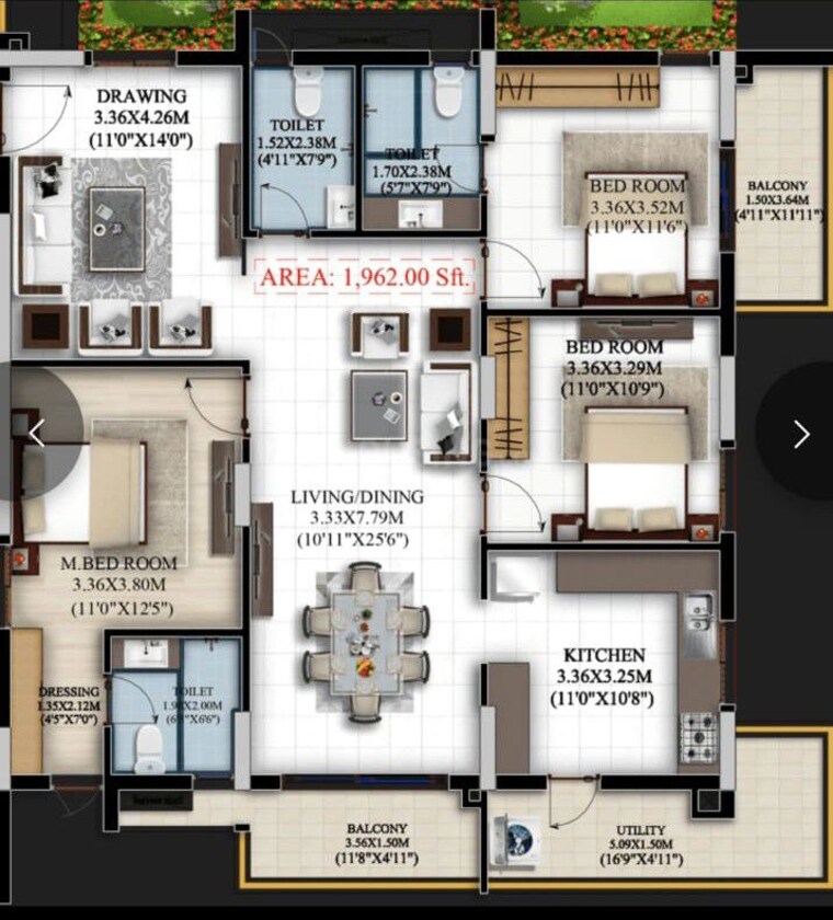 Floor Plan, vaishnavi-houdini 3 Bedroom 2028 Sq.Ft. Apartment In Bandlaguda Jagir Hyderabad 10539270