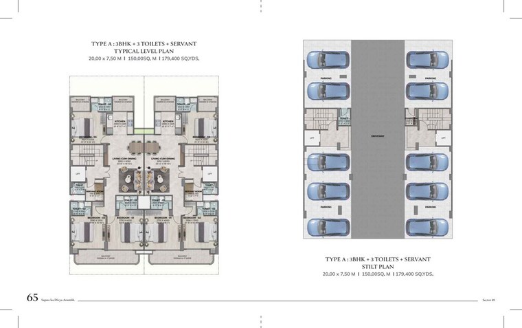 Floor Plan, ganga-kashi-residences 3.5 Bedroom 1620 Sq.Ft. Builder Floor In Sector 89 Gurgaon 10545104