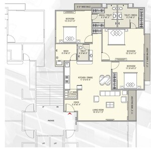 Floor Plan in 3 BHK Apartment at Uma Silver Sky, Harni – for Sale