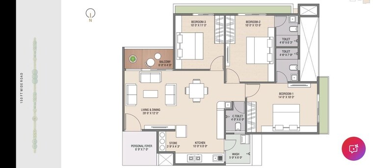 Floor Plan, swarnim-sun 3 Bedroom 1765 Sq.Ft. Apartment In Ghuma Ahmedabad 10549662