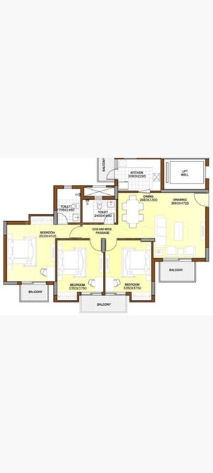 Floor Plan in 3 BHK Apartment at ATS Dolce, Zeta I Greater Noida – for Sale