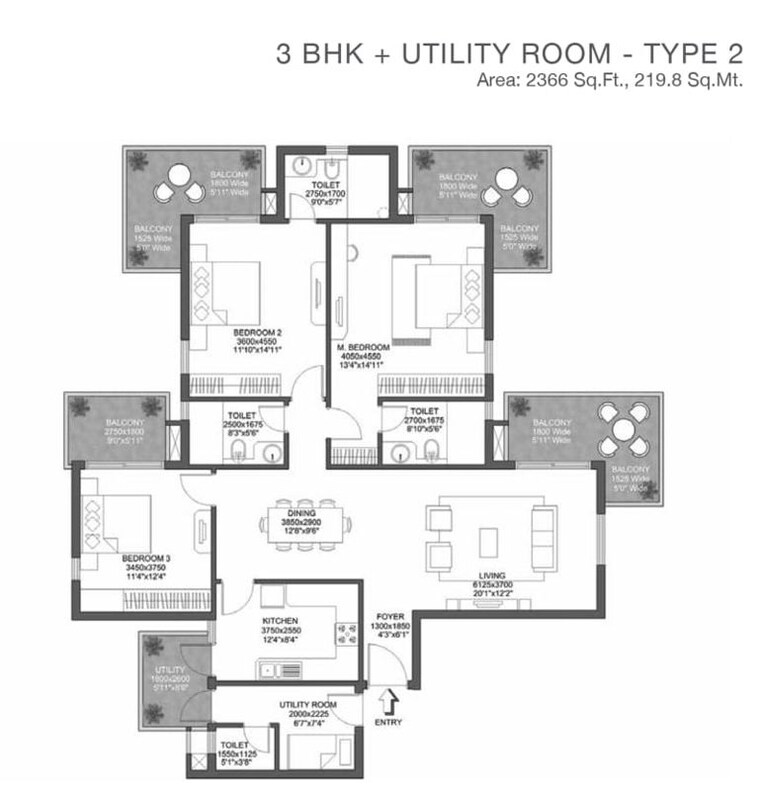 Floor Plan, godrej-101 3.5 Bedroom 2366 Sq.Ft. Apartment In Sector 79 Gurgaon 10550325