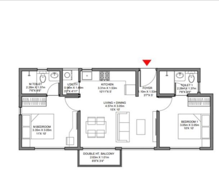 Floor Plan, godrej-ananda 2 Bedroom 904 Sq.Ft. Apartment In Bagaluru Bangalore 10550509