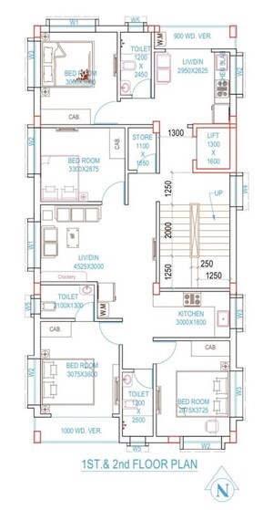 Floor Plan in 3 BHK Apartment at New Town – for Sale