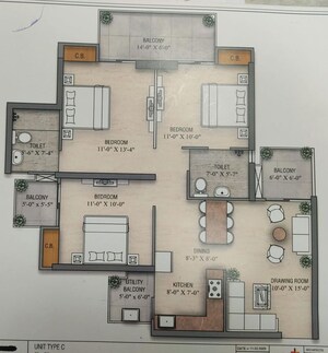 Floor Plan in 3 BHK Apartment at VIctoryone Amara, Sector 16 Greater Noida – for Sale