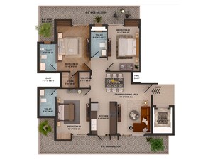 Floor Plan in 3 BHK Apartment at Stellar Heights, Sanauli – for Sale