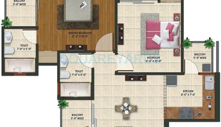 Floor Plan, amaatra-homes 2 Bedroom 970 Sq.Ft. Apartment In Sector 10 Greater Noida Greater Noida 10553947