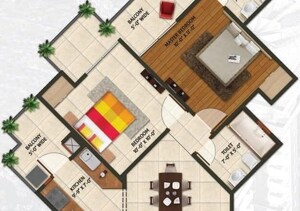 Floor Plan in 2 BHK Apartment at Amaatra Homes, Sector 10 Greater Noida – for Sale