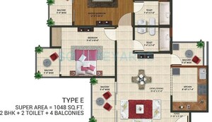 Floor Plan in 2 BHK Apartment at Amaatra Homes, Sector 10 Greater Noida – for Sale