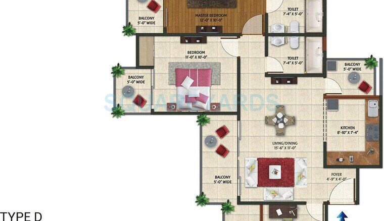 Floor Plan, amaatra-homes 2 Bedroom 970 Sq.Ft. Apartment In Sector 10 Greater Noida Greater Noida 10553947
