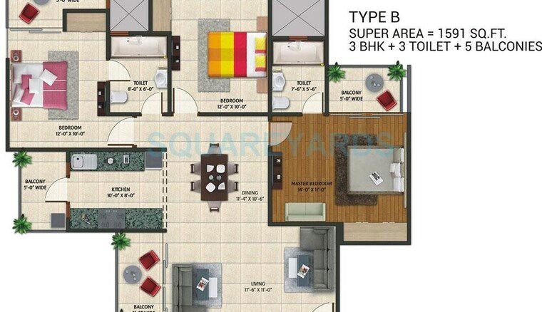 Floor Plan, amaatra-homes 2 Bedroom 970 Sq.Ft. Apartment In Sector 10 Greater Noida Greater Noida 10553947