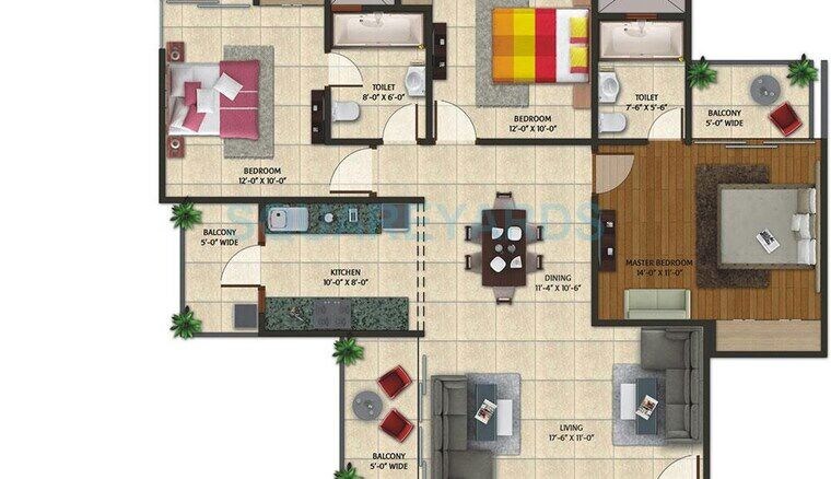 Floor Plan, amaatra-homes 2 Bedroom 970 Sq.Ft. Apartment In Sector 10 Greater Noida Greater Noida 10553947