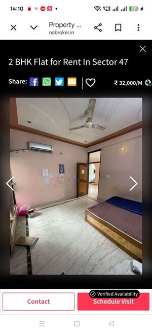 Bedroom in 2 BHK Builder Floor at Sector 21 – for Rent