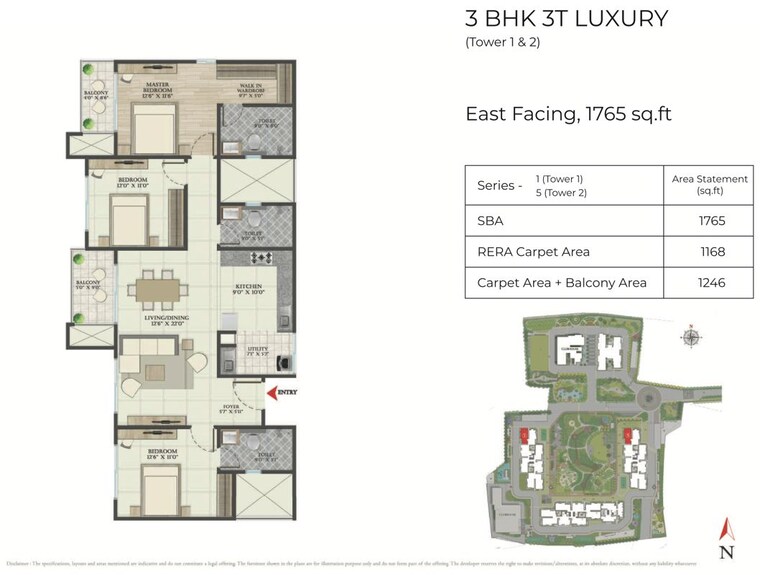 Floor Plan, abhee-aaria 3 Bedroom 1765 Sq.Ft. Apartment In Gunjur Bangalore 10555461