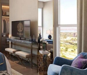 Living Room in 1 BHK Apartment at Piramal Vaikunth, Balkum Pada – for Rent